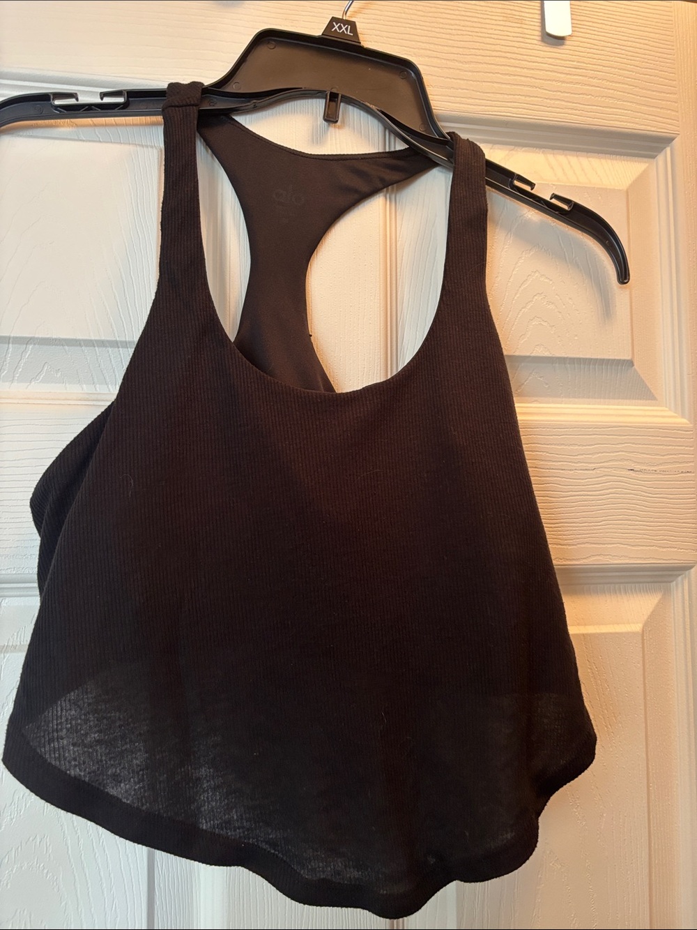 Alo Black Racerback Crop Tank Top- with built in bra